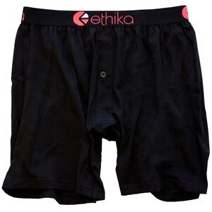 Ethika Black Boxer Briefs with Red Accents